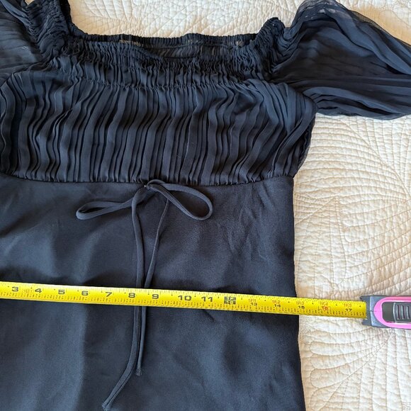 Vintage Y2K Sheer Black Milkmaid Mermaid Midi Dress Size 6 - Whimsigoth - Picture 10 of 11